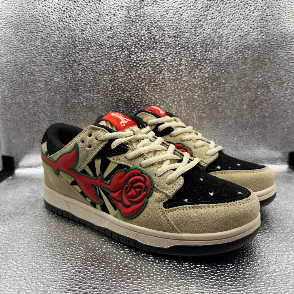 Size M6/W7.5 Kizo Kicks Dartboard Rose Dunk Unisex Low Top Skate Sneaker Shoes